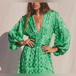 Jenn’s pirate booty Vibrant Green Checkered Dress NWT size small